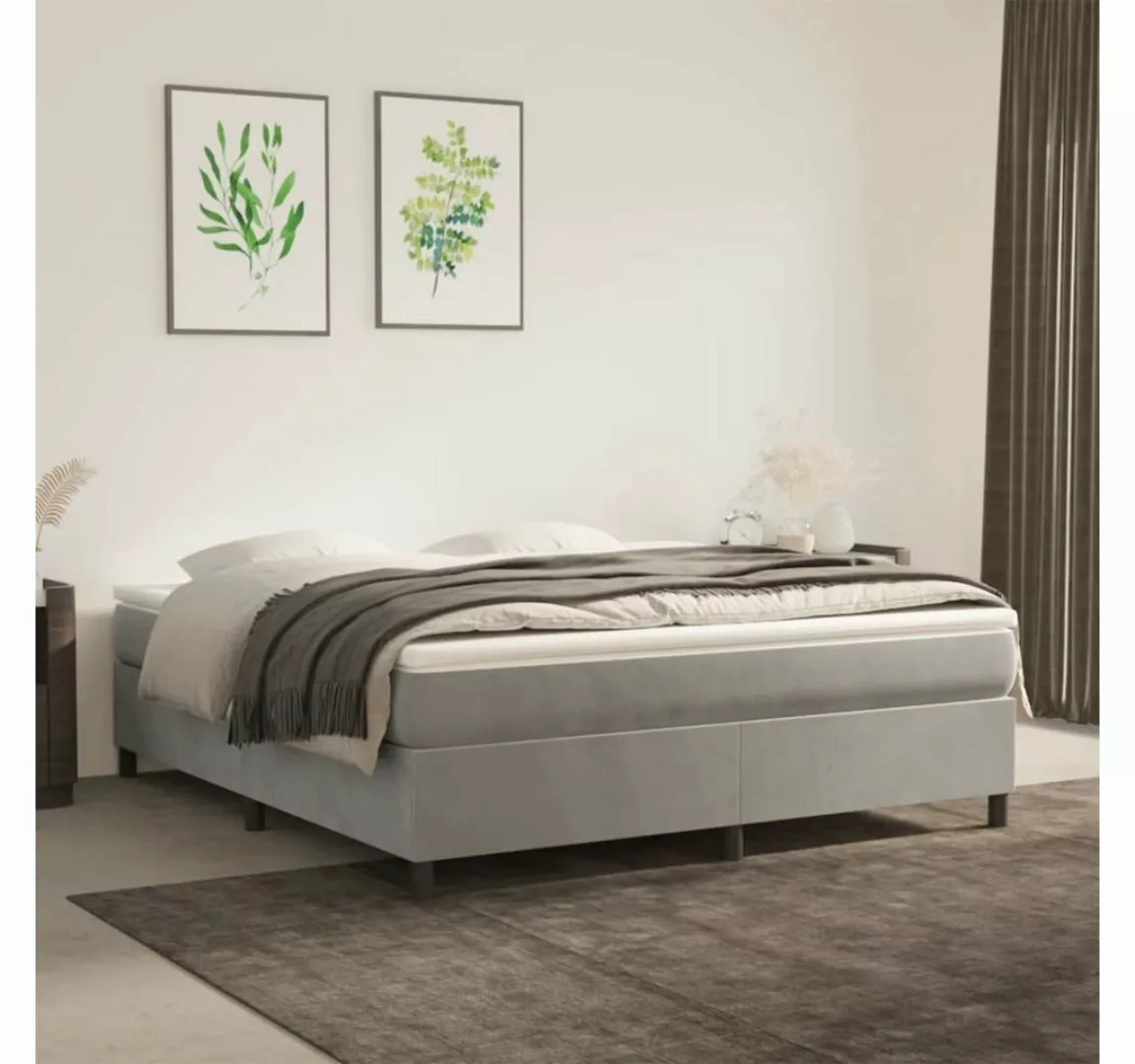 furnicato Bett Boxspringbett Hellgrau 180x200 cm Samt günstig online kaufen