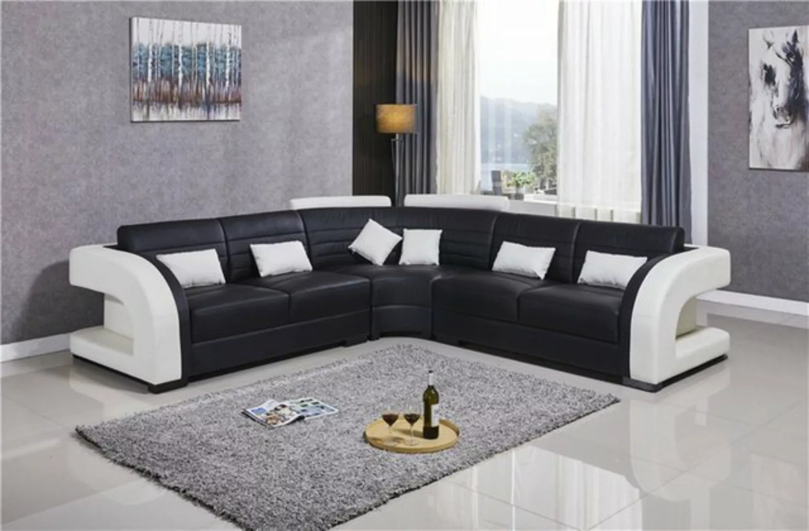 JVmoebel Ecksofa, Garnitur Wohnlandschaft L-Form Neu Designer Ecksofa + Hoc günstig online kaufen