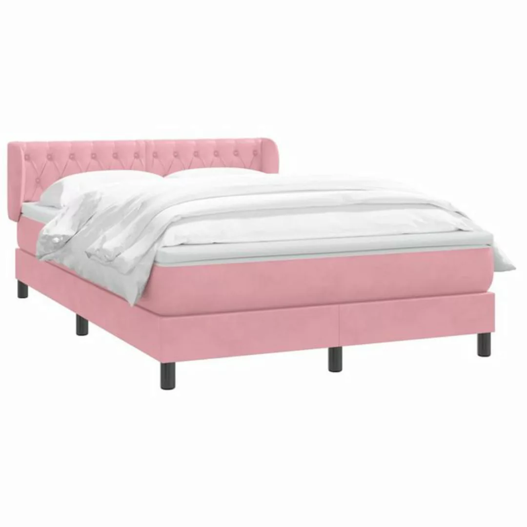 vidaXL Bett Boxspringbett mit Matratze Rosa 160x220 cm Samt günstig online kaufen