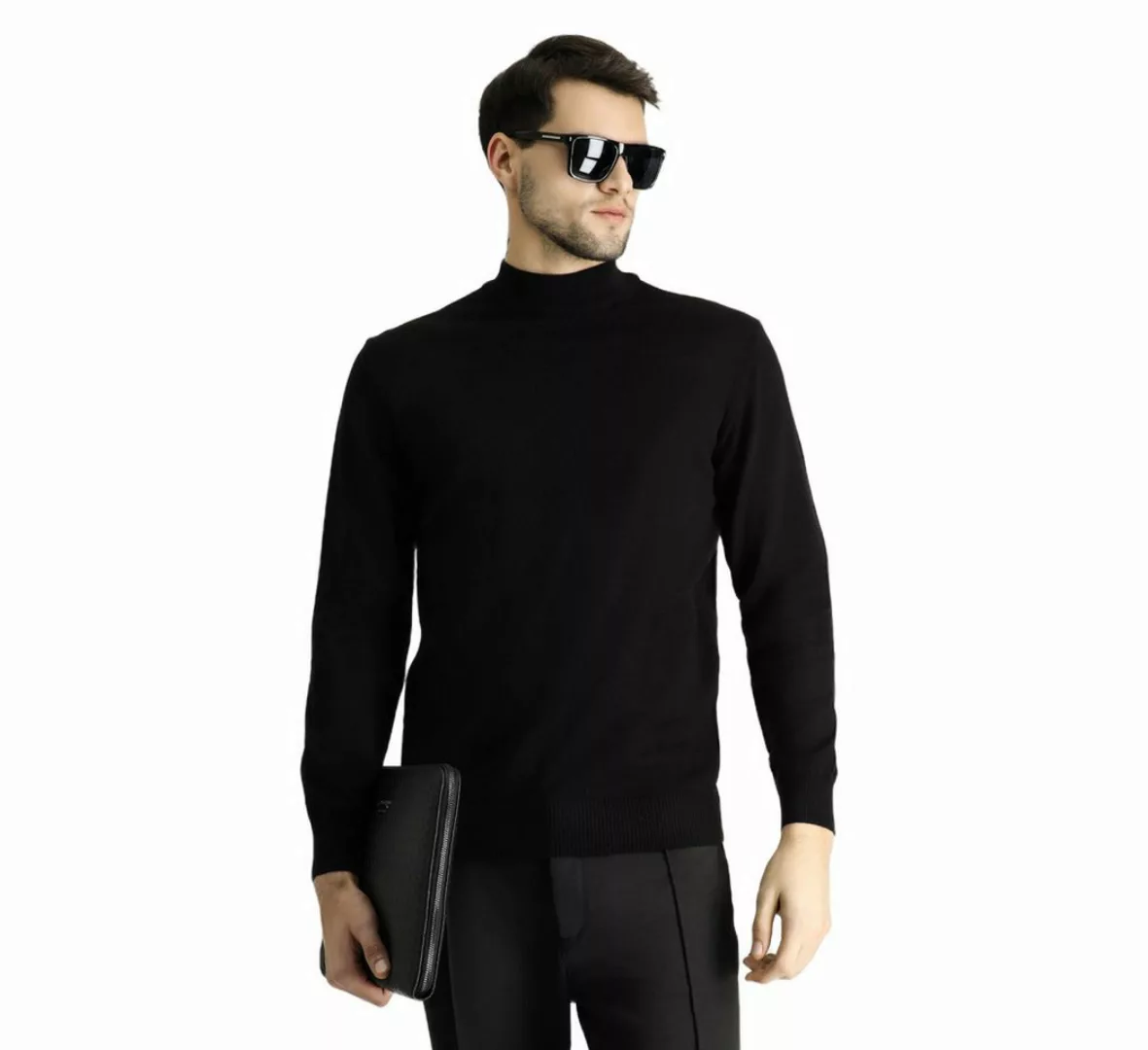 KIGILI Sweater Herren Pullover Slim Fit, Rollkragenpullover, Stilvoll, Lang günstig online kaufen