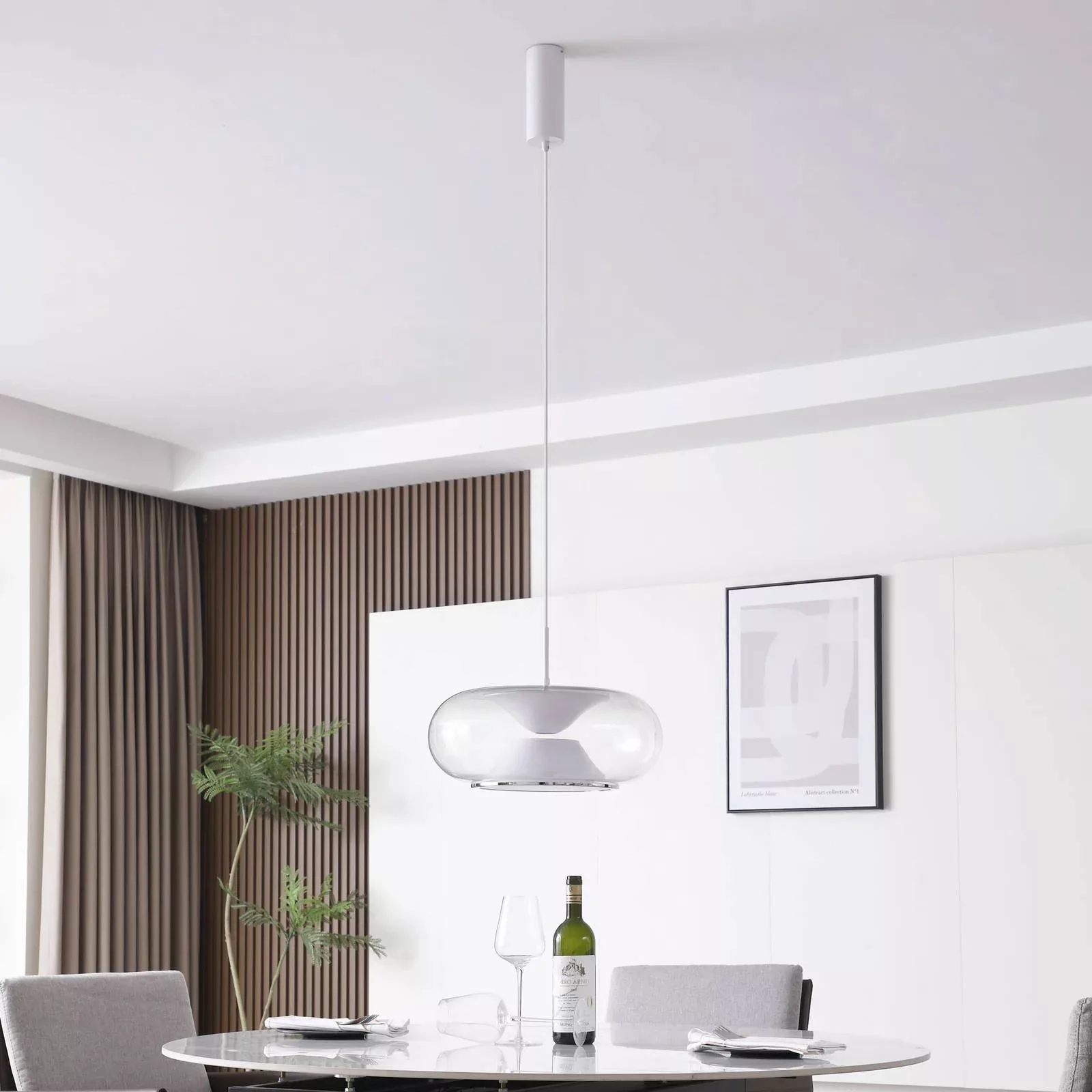 Lucande LED-Hängeleuchte Orasa, Glas, weiß/klar, Ø 43 cm günstig online kaufen