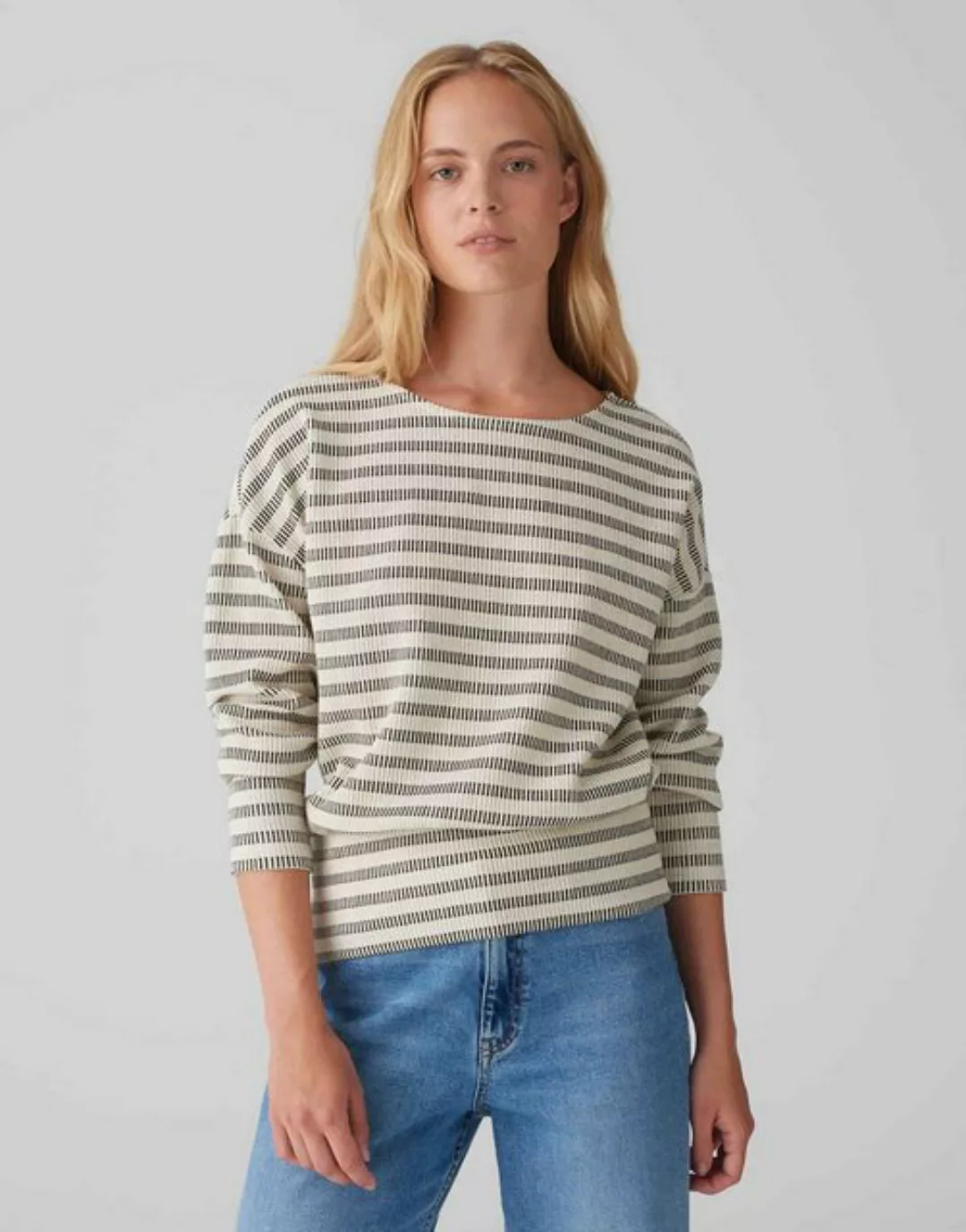 OPUS Sweater Gieka stripe lockere Passform Sweatware Sweatware günstig online kaufen