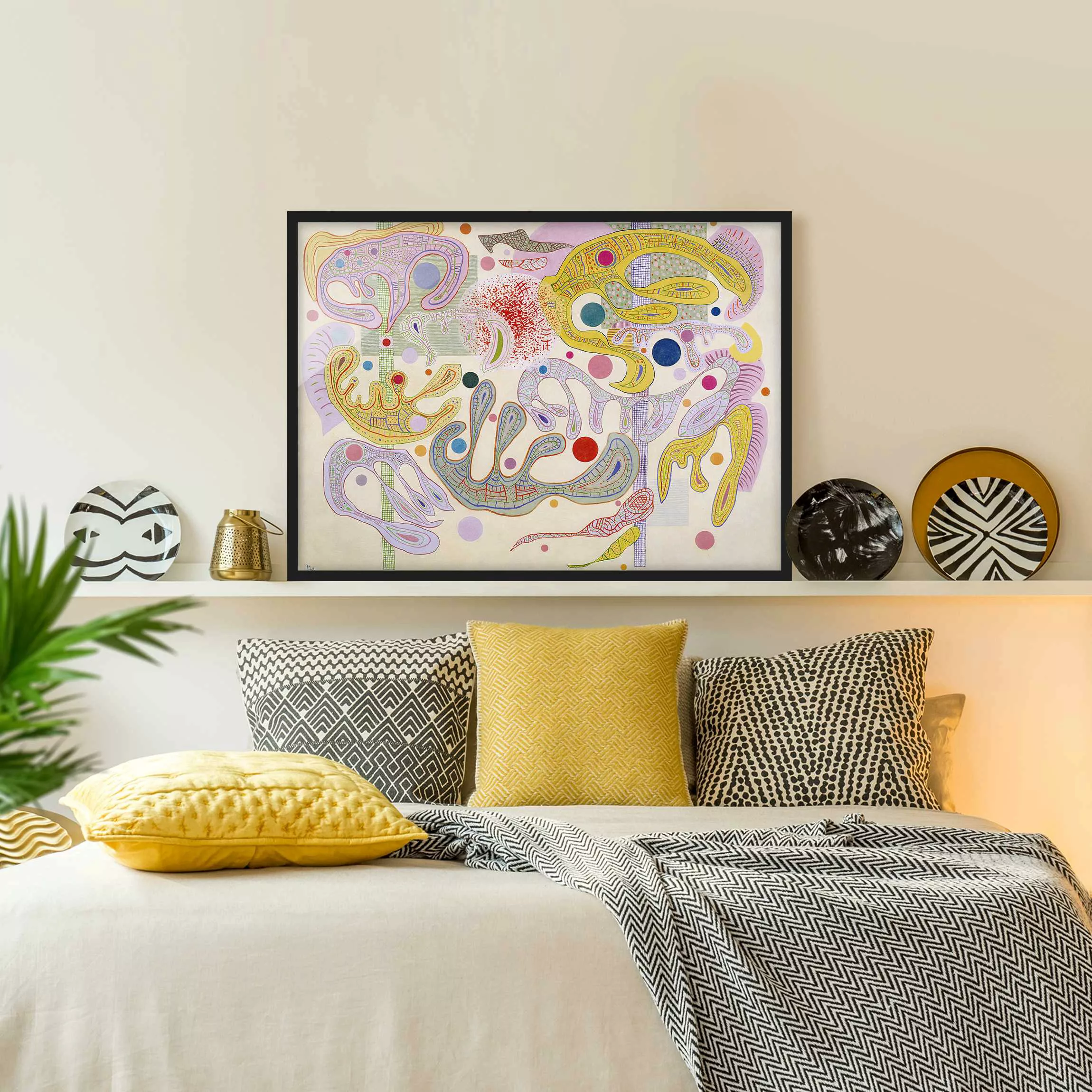 Bild mit Rahmen Kunstdruck - Querformat Wassily Kandinsky - Launische Forme günstig online kaufen