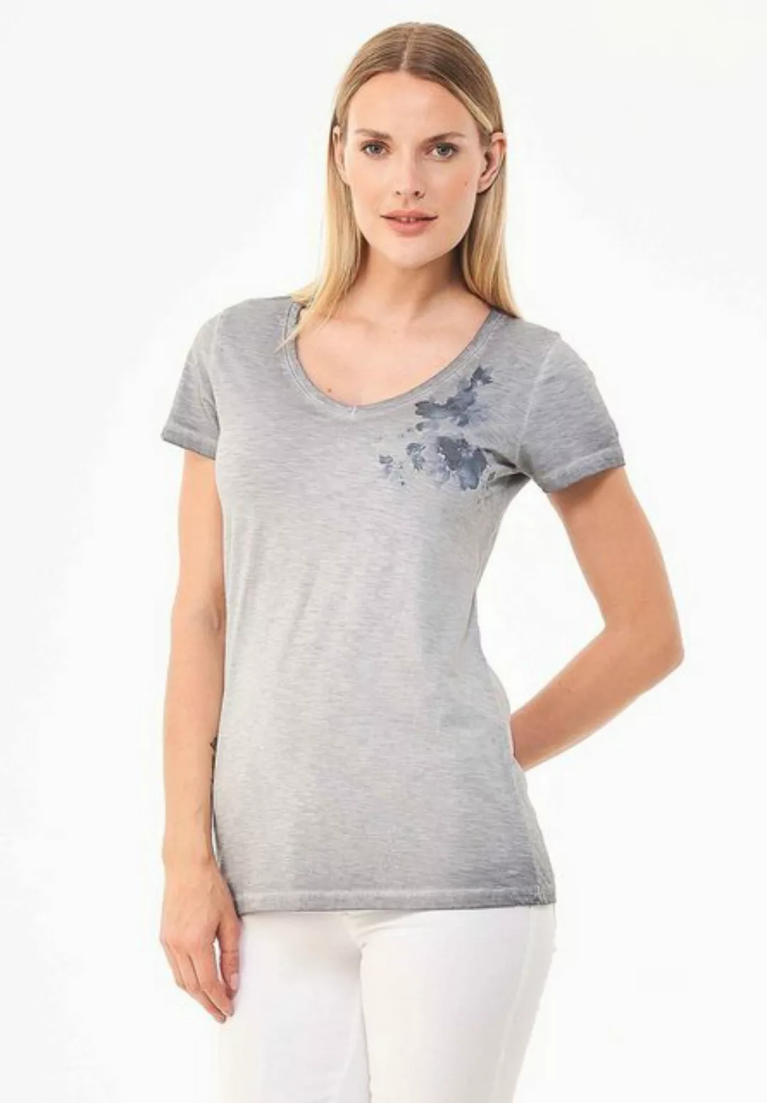 ORGANICATION T-Shirt Women's Garment-Dyed Printed T-shirt in Shadow günstig online kaufen