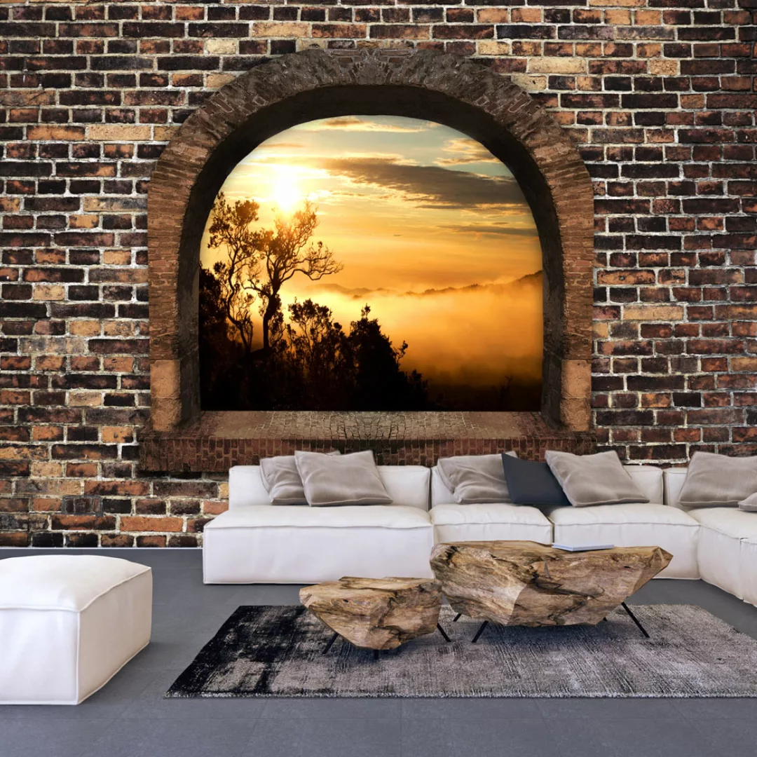 Selbstklebende Fototapete - Stony Window: Morning Mist günstig online kaufen