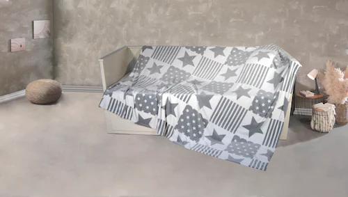 KiNZLER Wohndecke »Mikrofaser XXL "Sterne-Karo"« günstig online kaufen