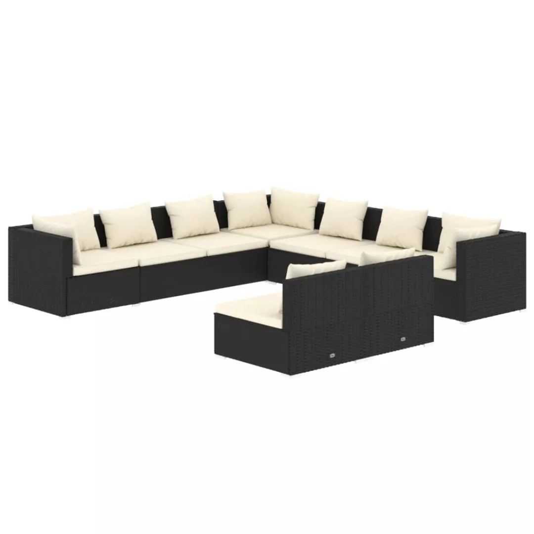 Vidaxl 9-tlg. Garten-lounge-set Mit Kissen Schwarz Poly Rattan günstig online kaufen