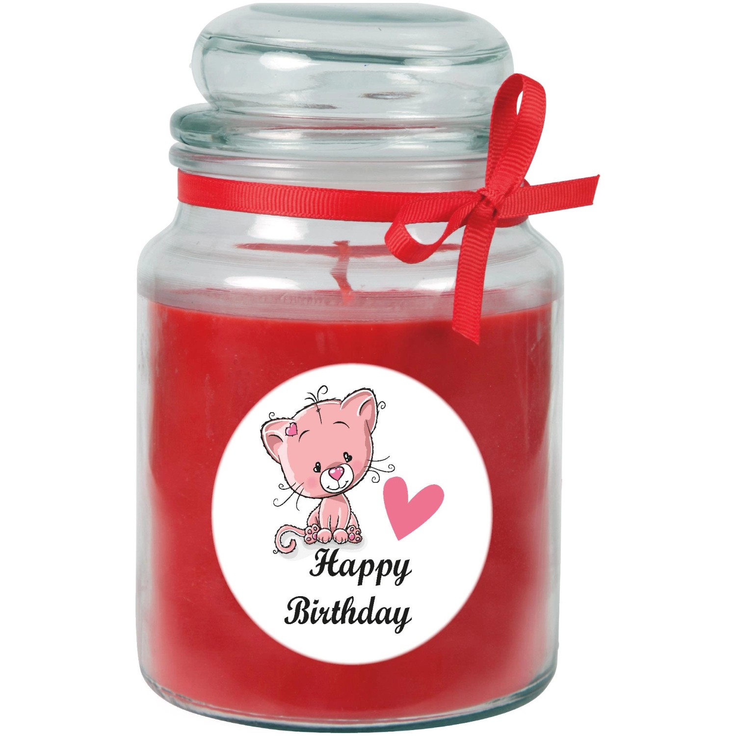 HS Candle Duftkerze & Glas Happy Birthday Bonbon Rose Katze günstig online kaufen