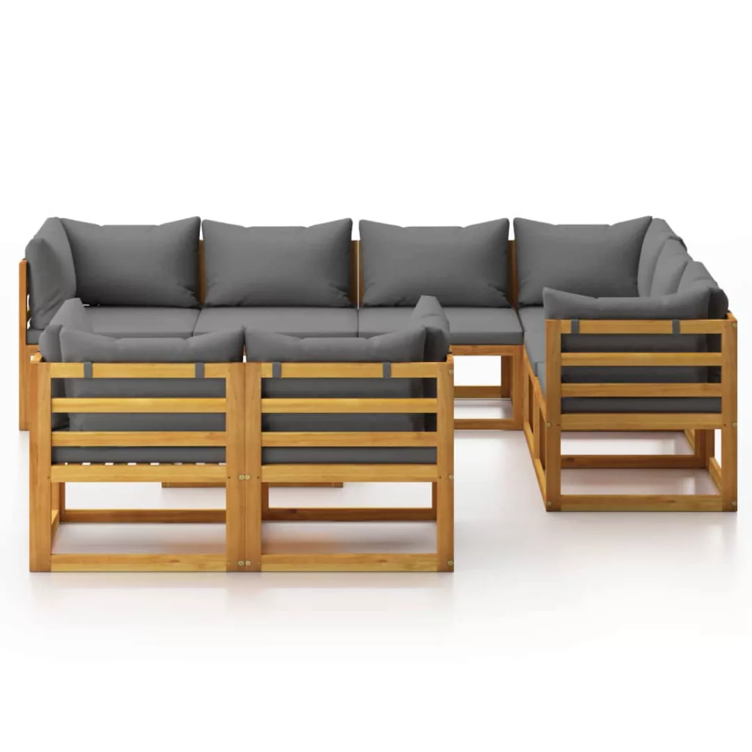 10-tlg. Garten-lounge-set Mit Auflagen Massivholz Akazie günstig online kaufen