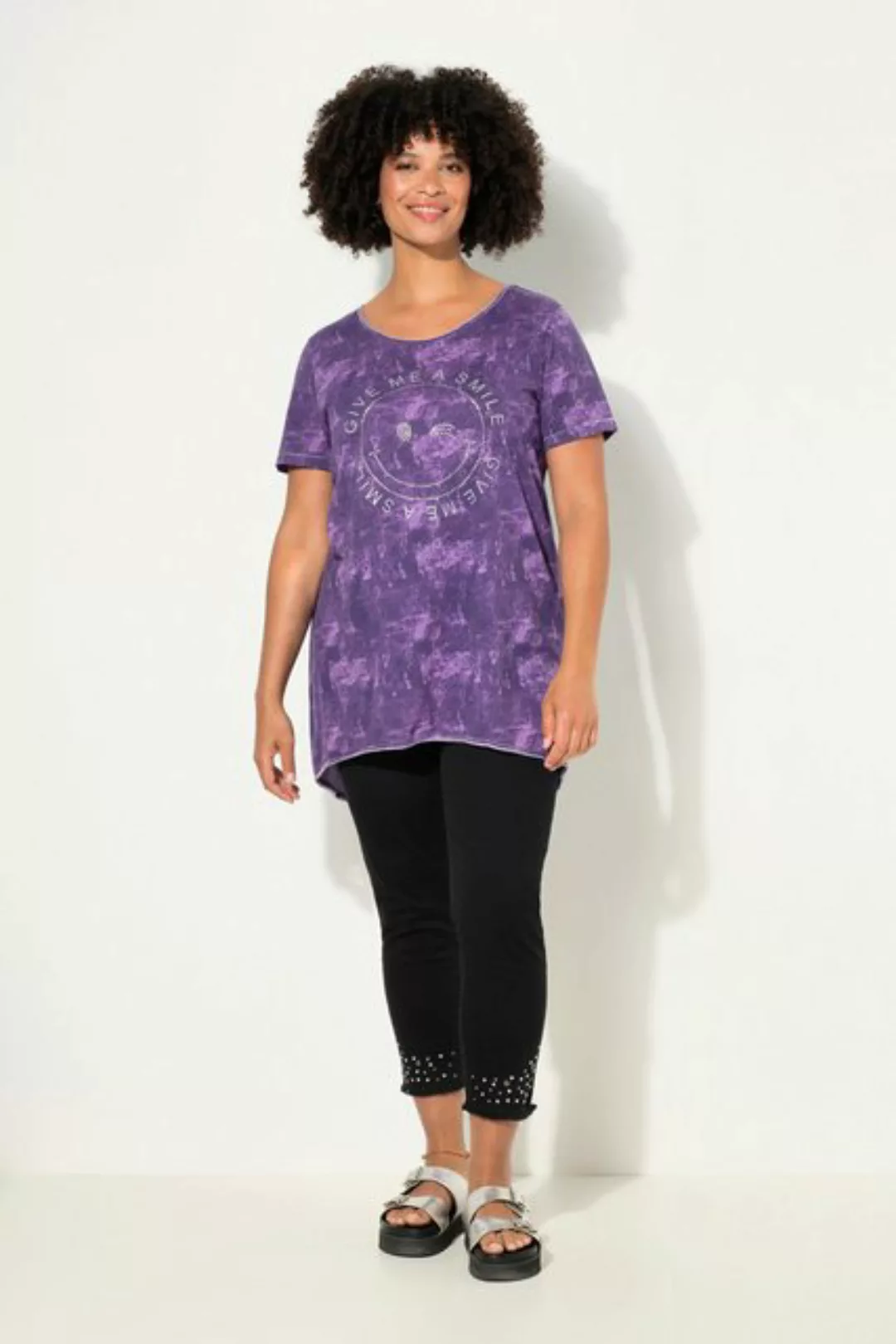 Angel of Style Rundhalsshirt T-Shirt A-Line Batikdruck Smiley Halbarm günstig online kaufen