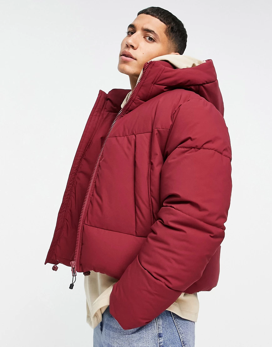 ASOS DESIGN – Steppjacke in Rot mit Kapuze günstig online kaufen