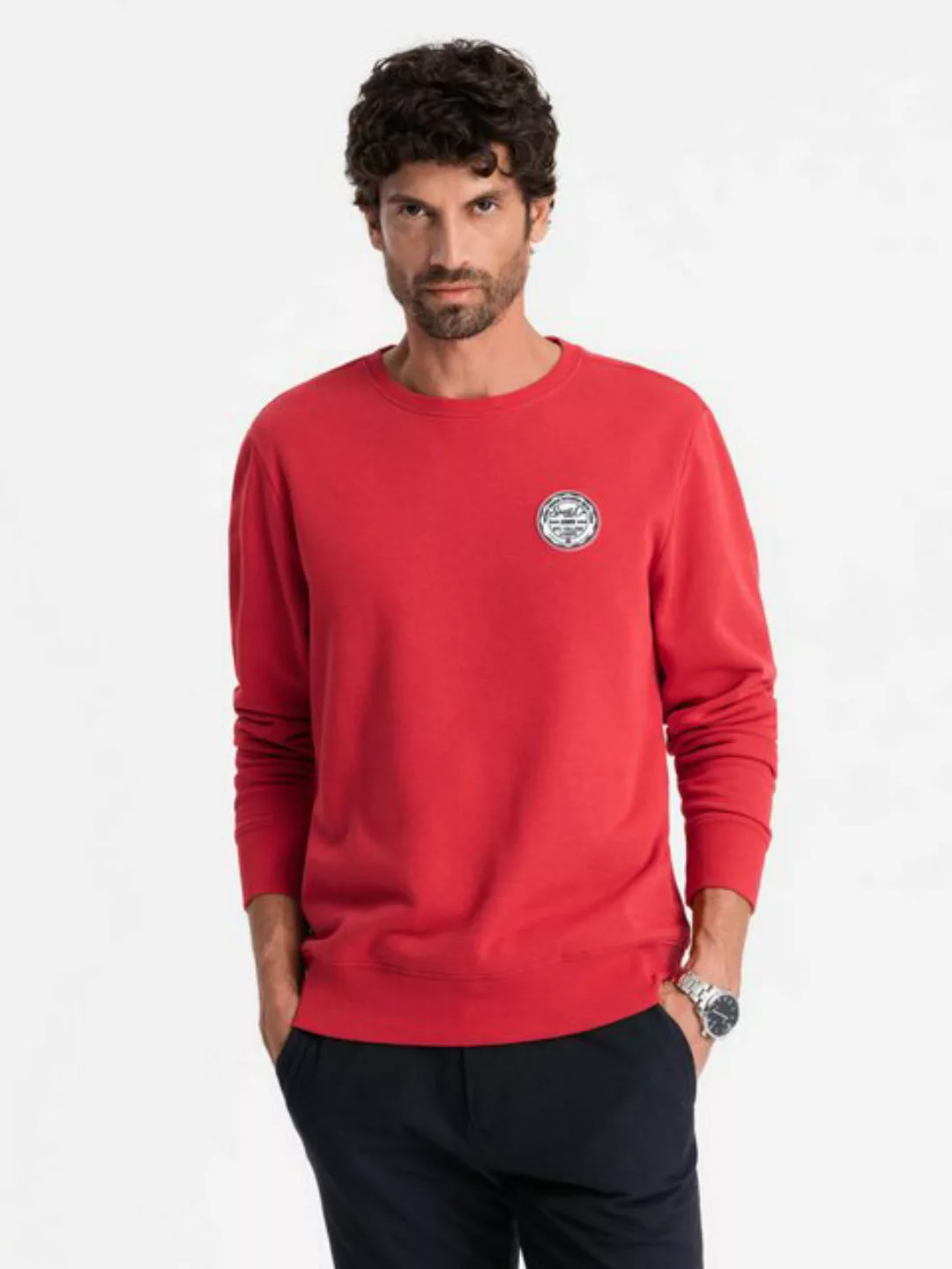 OMBRE Sweatshirt Herren-Sweatshirt mit Aufnäher im College-Stil günstig online kaufen