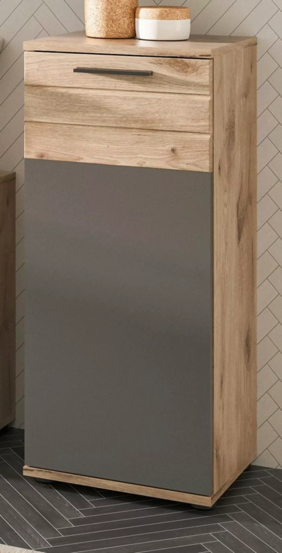 Unterschrank Mason (Kommode in grau und Nox Eiche, BxH 37 x 87 cm) Türansch günstig online kaufen