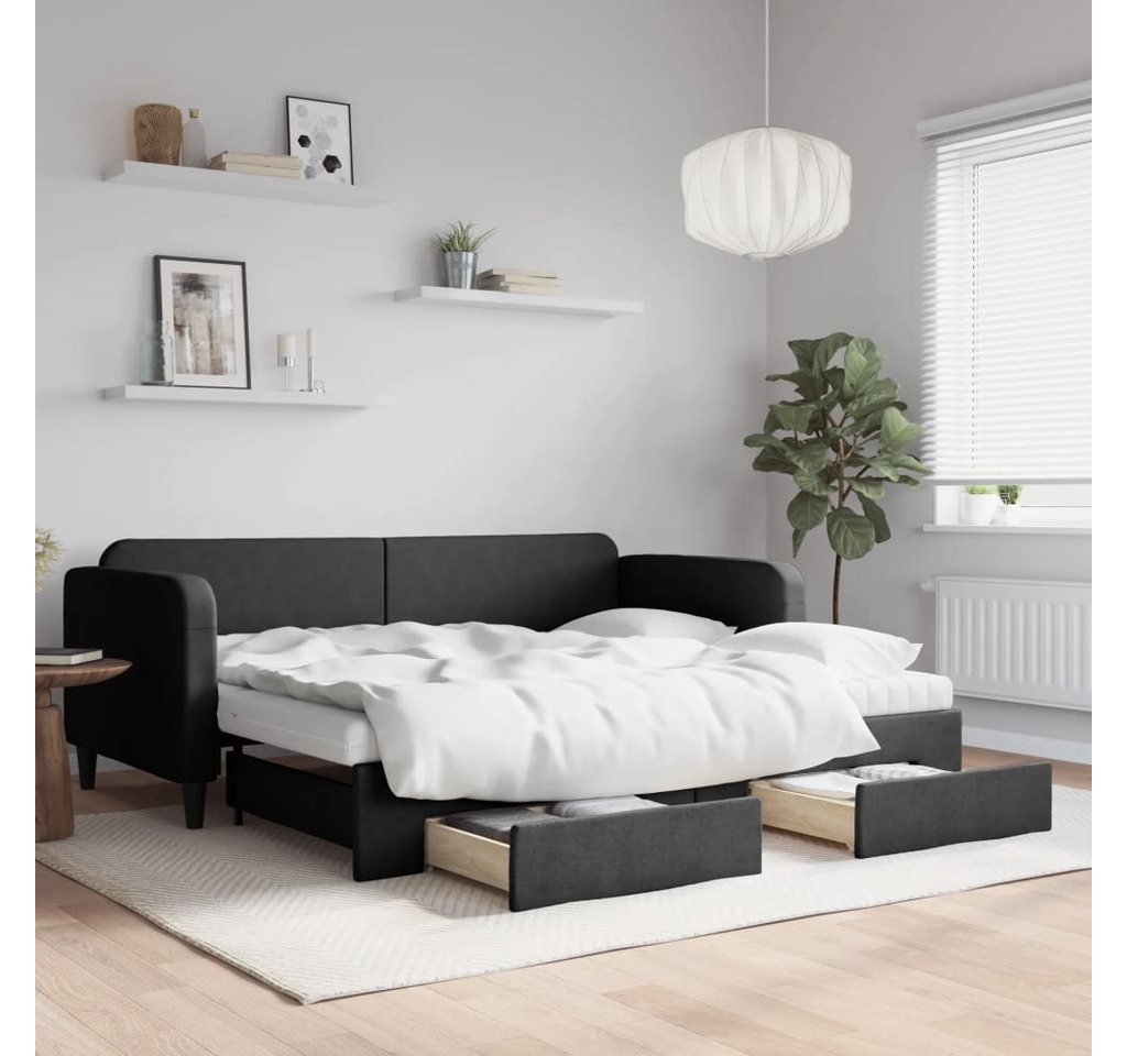 vidaXL Gästebett Gästebett Tagesbett Ausziehbar mit Schubladen Schwarz 90x2 günstig online kaufen