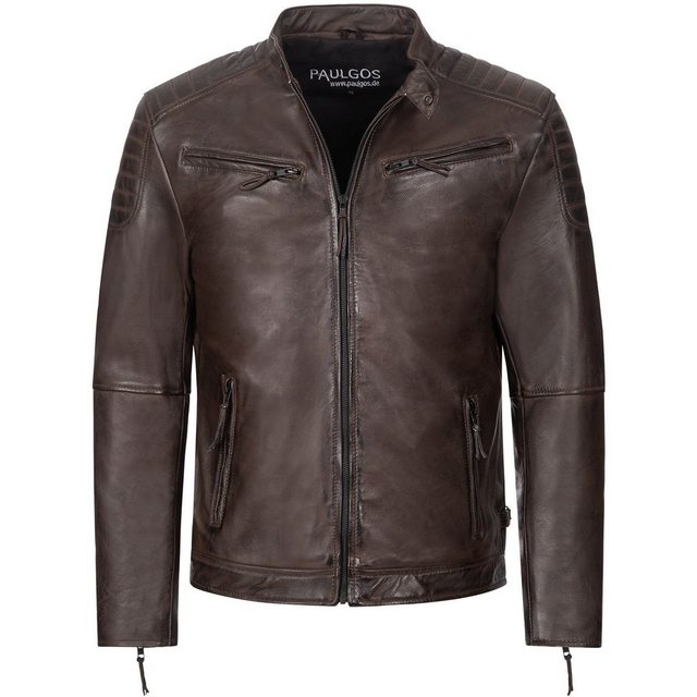 PAULGOS Lederjacke Herren Jacke Übergangsjacke Biker Look 100% Echtleder D2 günstig online kaufen