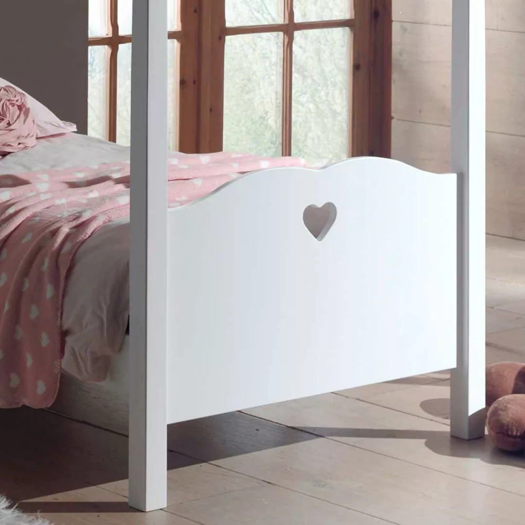 Kinderbett mit Himmel Weiß günstig online kaufen