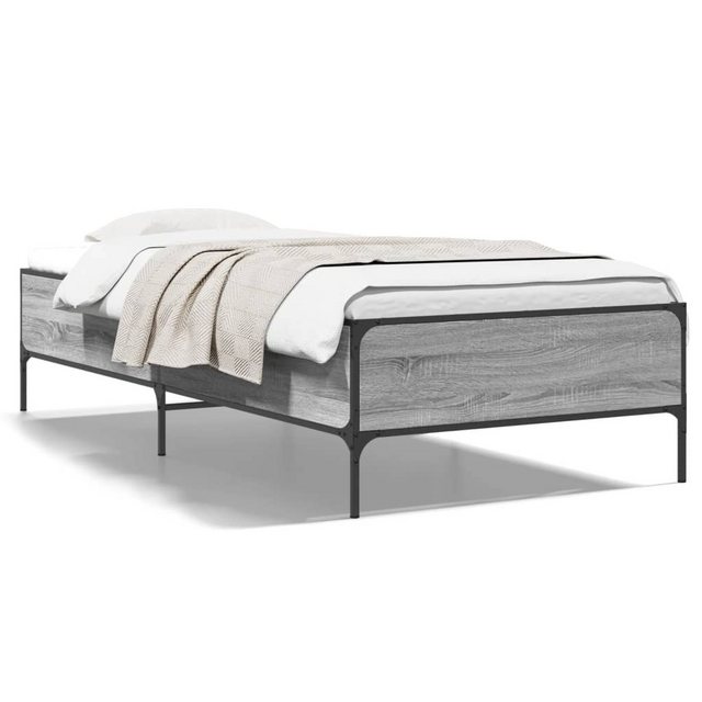 vidaXL Bett Bettgestell Grau Sonoma 100x200 cm Holzwerkstoff und Metall günstig online kaufen