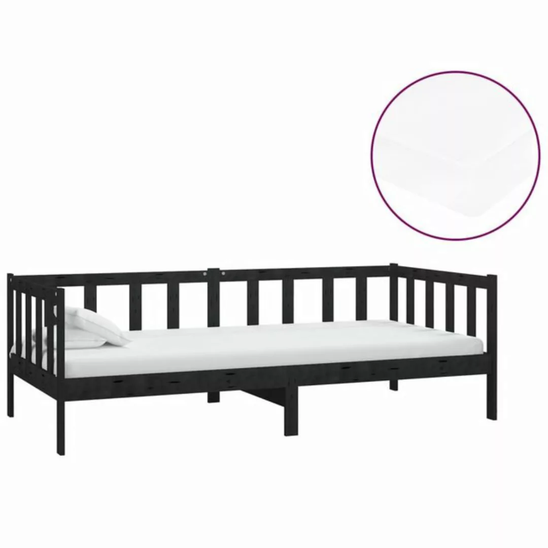 vidaXL Bett Tagesbett mit Matratze 90x200 cm Schwarz Kiefer Massivholz günstig online kaufen