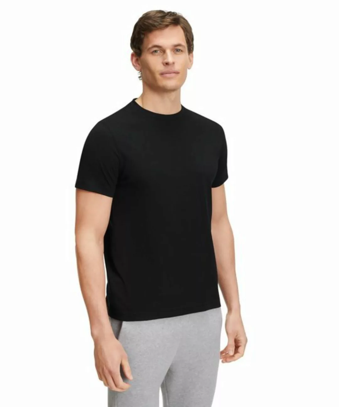 FALKE Herren T-Shirt Rundhals, Polo, 3XL, Schwarz, Uni,Struktur, Baumwolle, günstig online kaufen