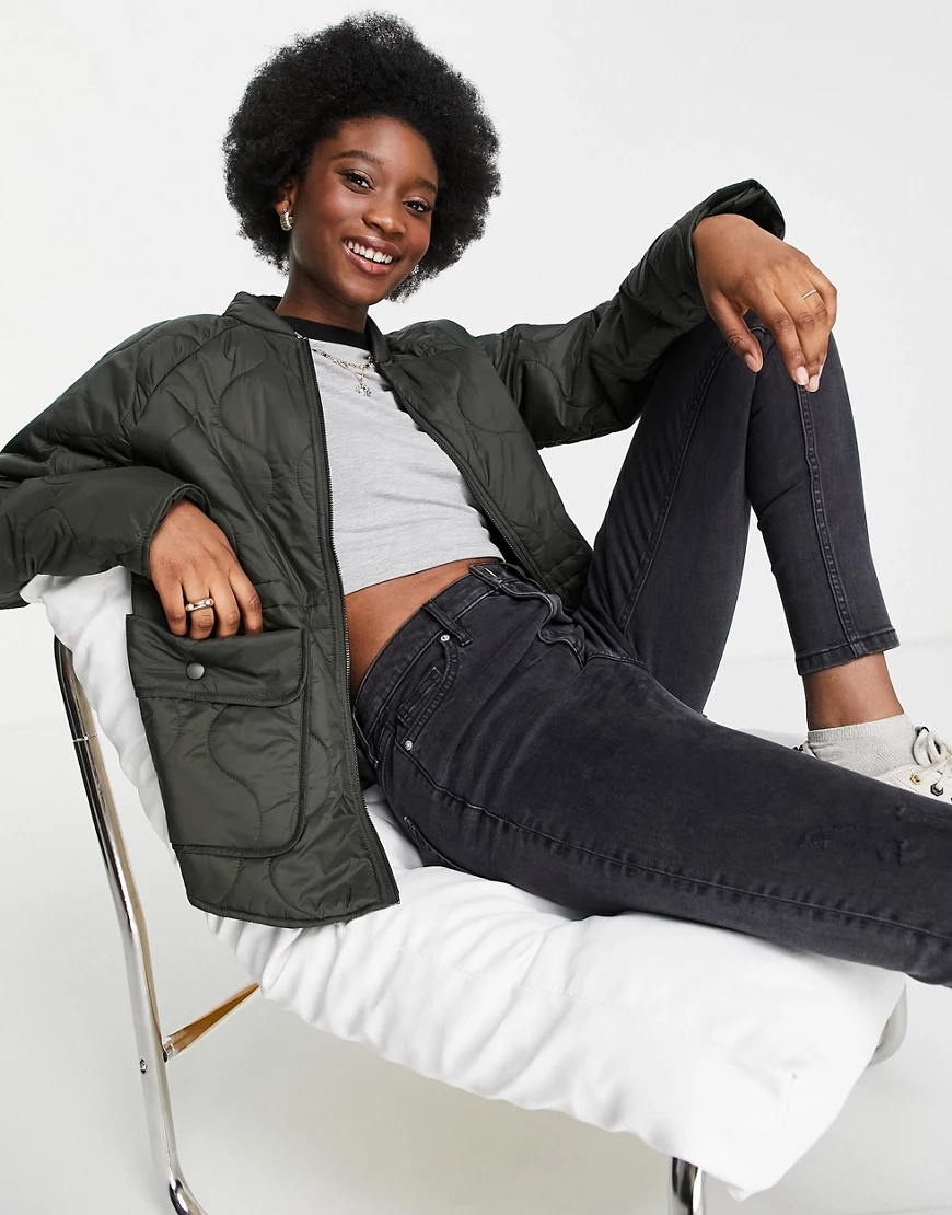 Vero Moda – FRSH – Gefütterte Jacke in Khaki-Grün günstig online kaufen