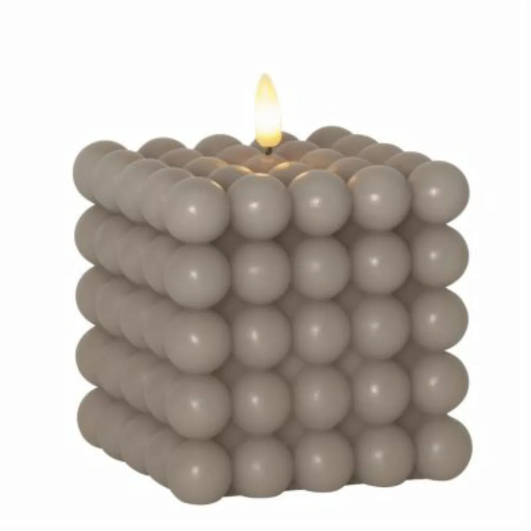 MARELIDA LED Kerze Bubble Würfelkerze Echtwachs H: 12,5cm grau günstig online kaufen