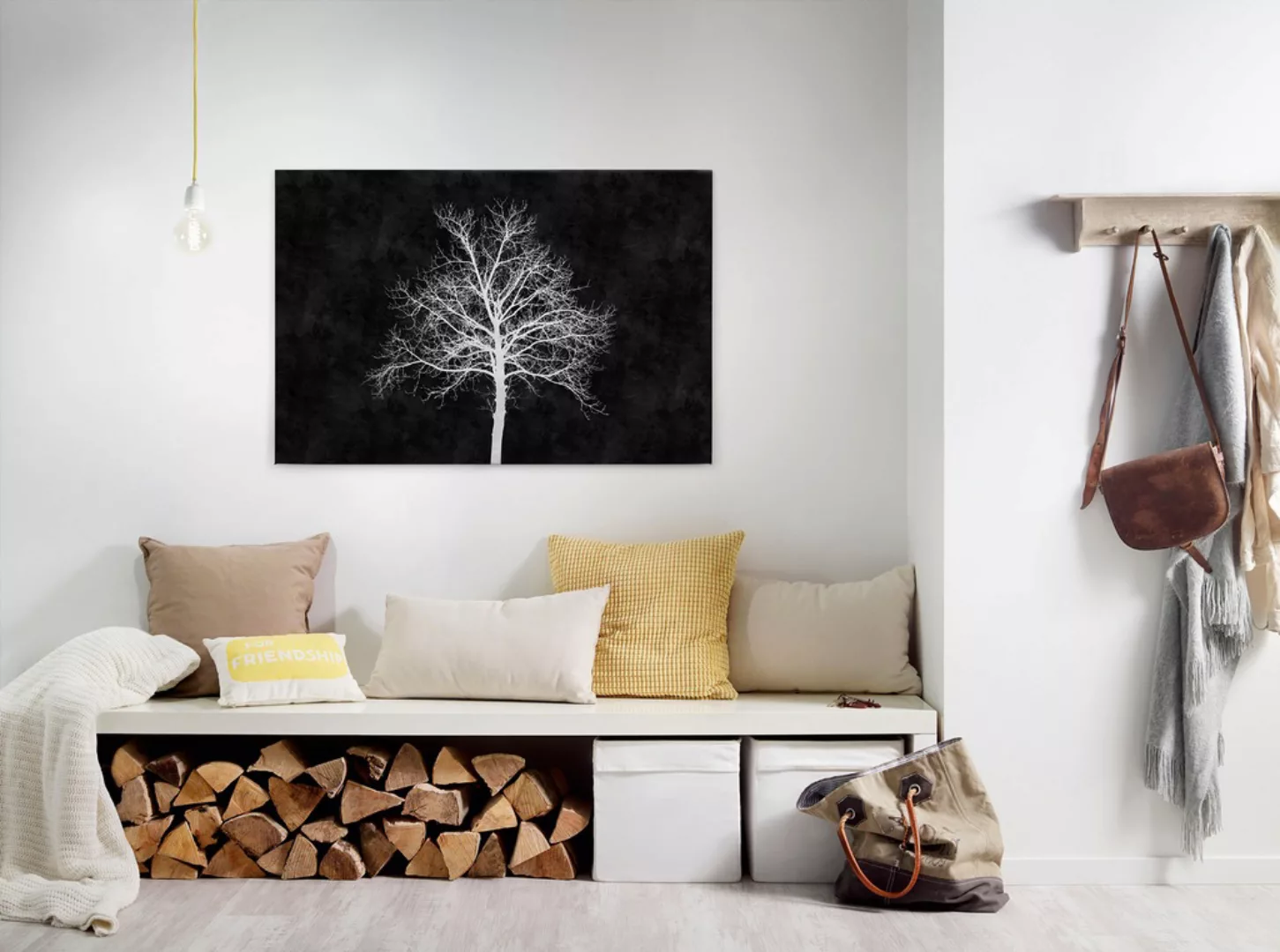 A.S. Création Leinwandbild "blackboard", (1 St.), Schwarz-Weiß Baum Keilrah günstig online kaufen