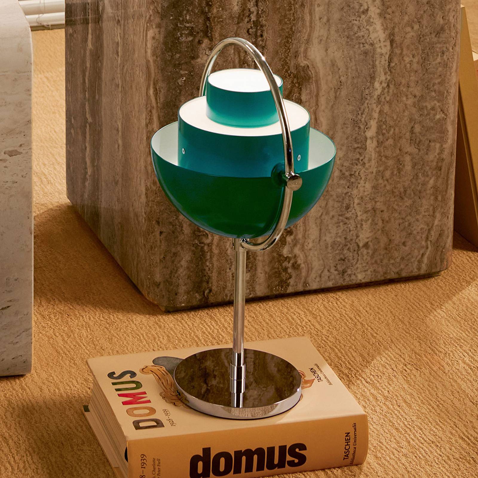 Gubi Akku-Tischleuchte-Multi-Lite chromfarben/blaugrün 30 cm günstig online kaufen