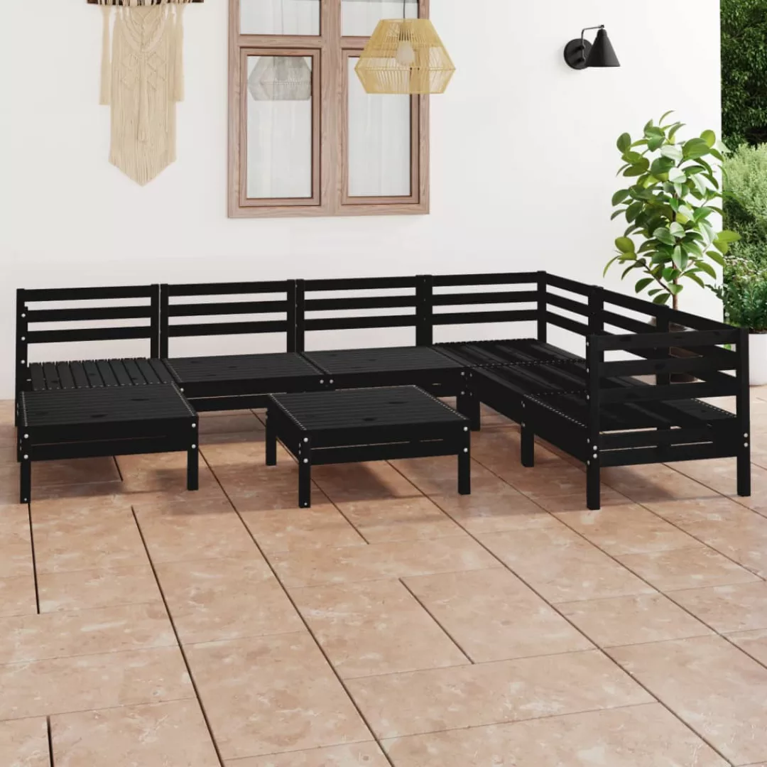 8-tlg. Garten-lounge-set Massivholz Kiefer Schwarz günstig online kaufen