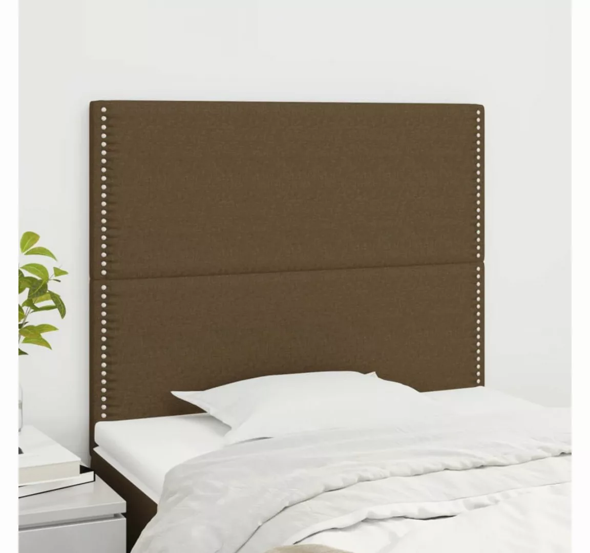 vidaXL Bett, Kopfteile 2 Stk. Dunkelbraun 100x5x78/88 cm Stoff günstig online kaufen