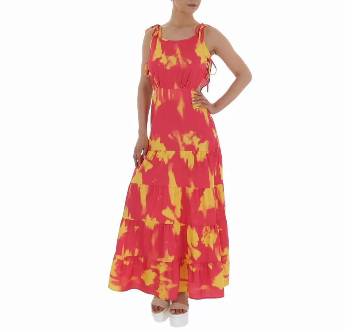 Ital-Design Sommerkleid Damen Freizeit Stufenkleid Volants Batik Maxikleid günstig online kaufen