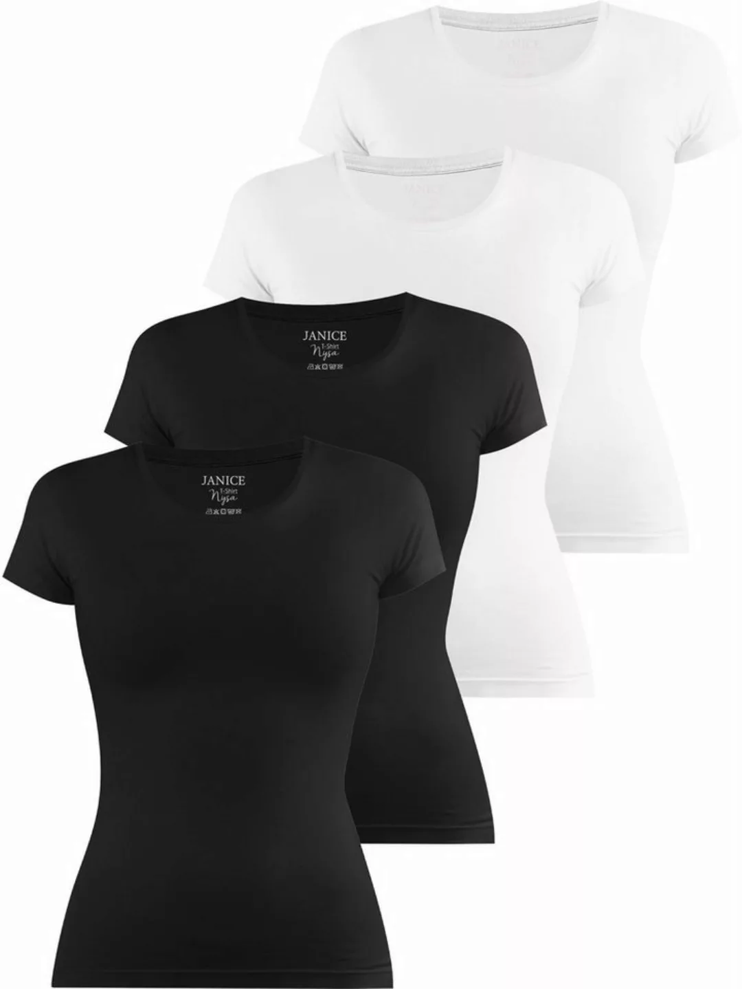 Janice Kurzarmshirt 4 x Damen T-Shirt Nysa Figurbetontes Shirt aus Baumwoll günstig online kaufen