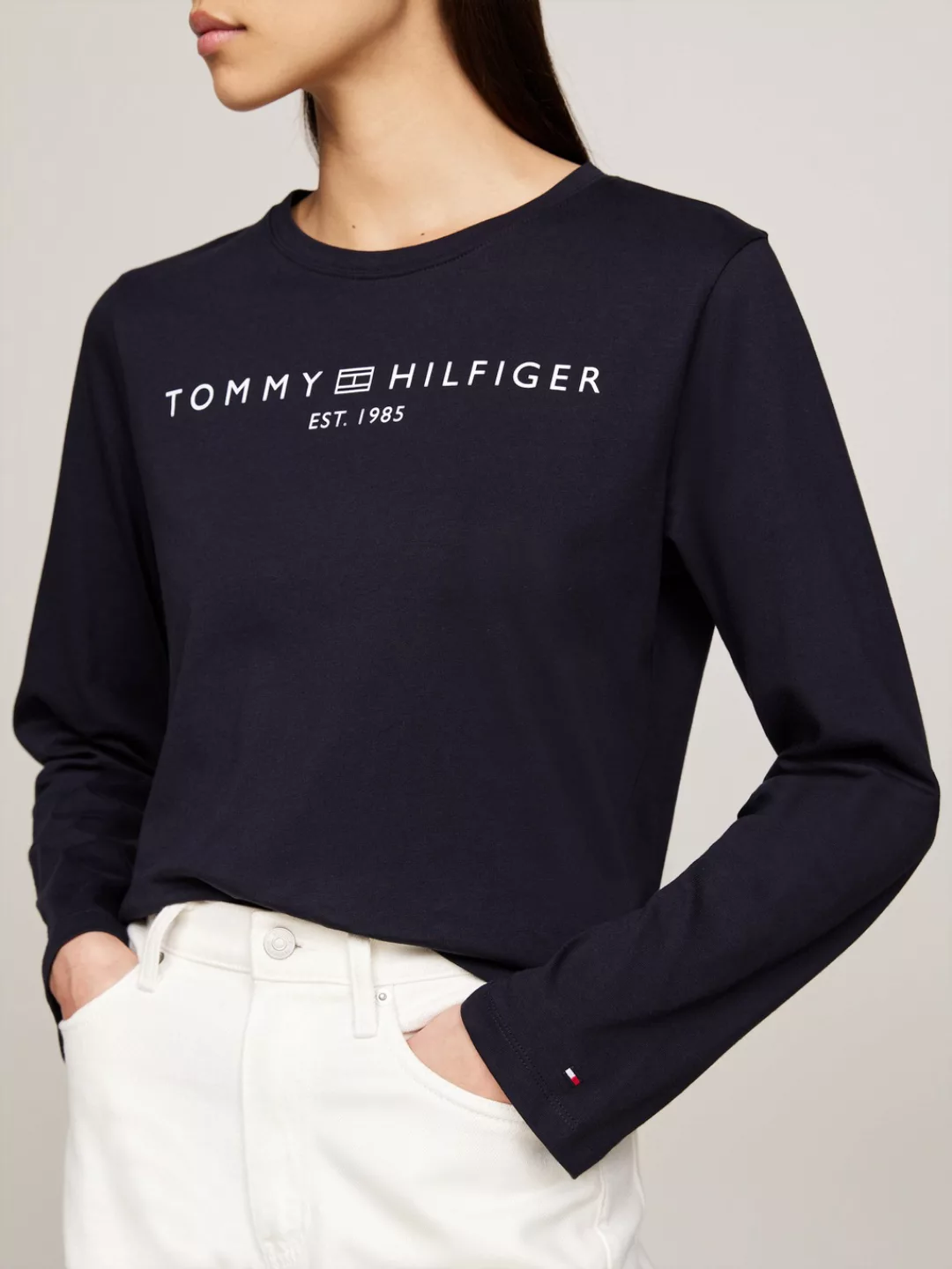 Tommy Hilfiger Langarmshirt "REG CORP LOGO C-NK LS", mit Logoschriftzug günstig online kaufen