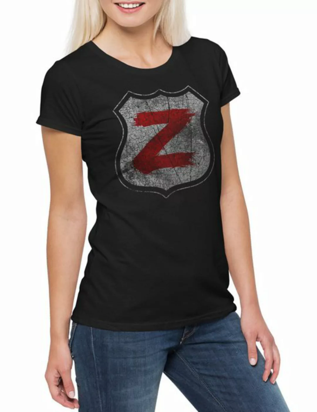 Urban Backwoods Print-Shirt Z Shield Damen T-Shirt Zombie Sign Logo Symbol günstig online kaufen