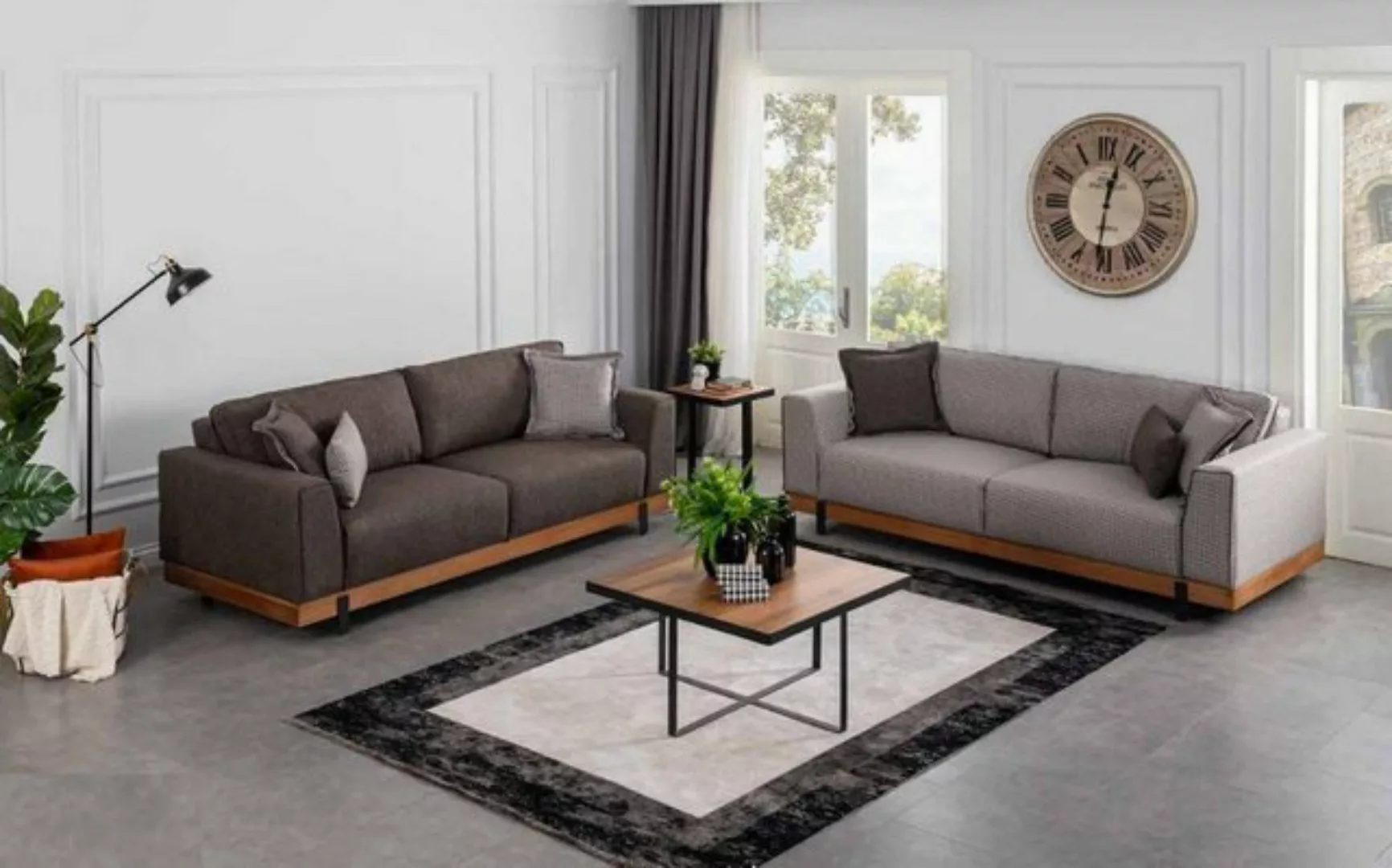 Xlmoebel Sofa Hochwertiges Sofaset in Braun, bestehend aus einem 3-Sitzer u günstig online kaufen