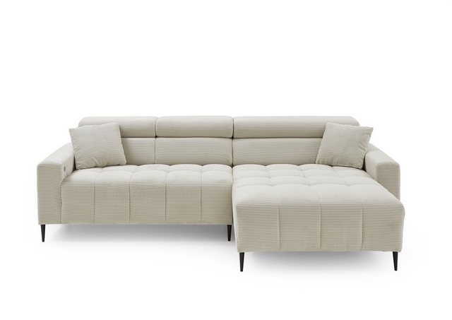 Iwaniccy Wohnlandschaft elektr. Sitztiefenverstellung, Cord taupe - 256x100 günstig online kaufen