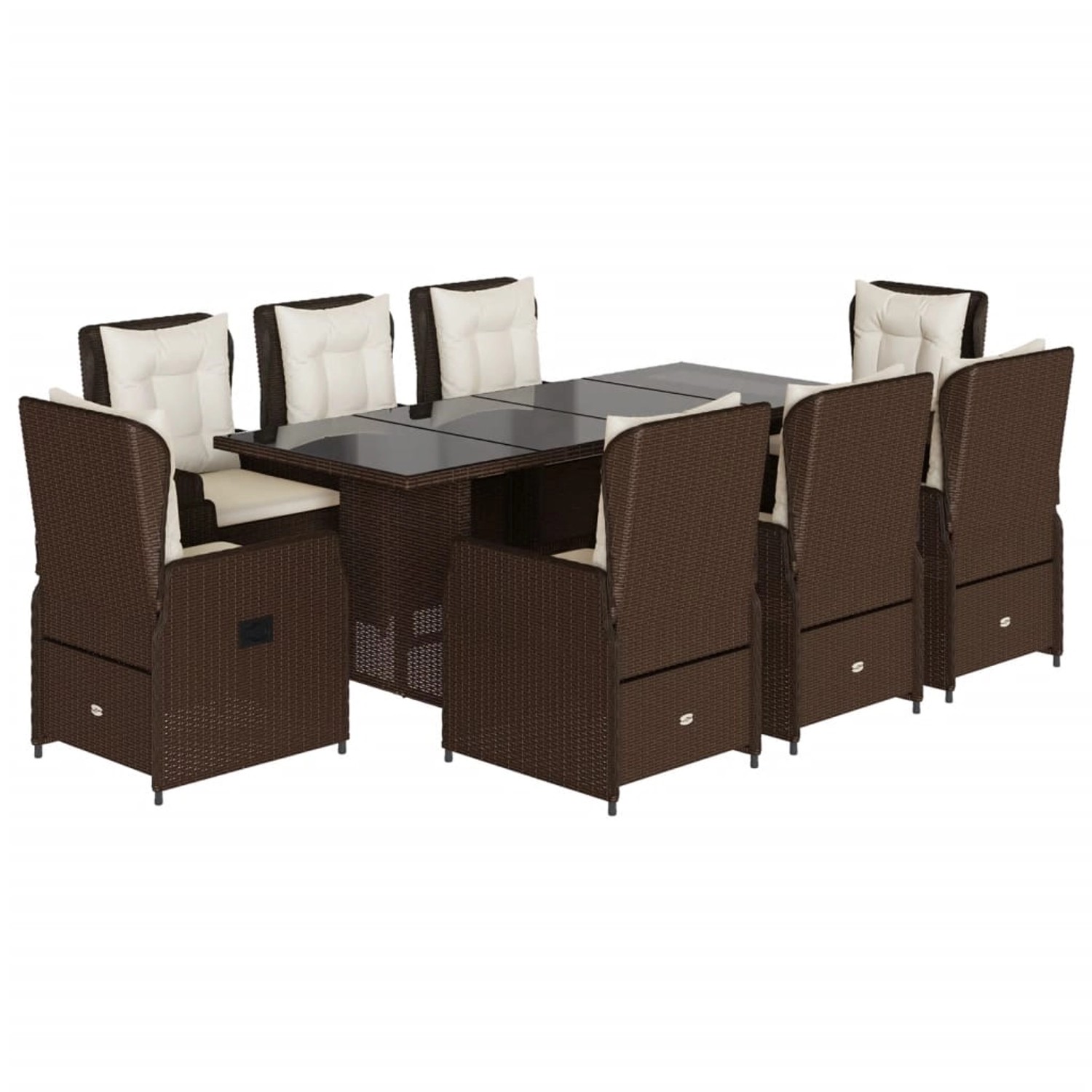 vidaXL 9-Tlg Garten-Essgruppe mit Kissen Braun Poly Rattan 3262782 günstig online kaufen