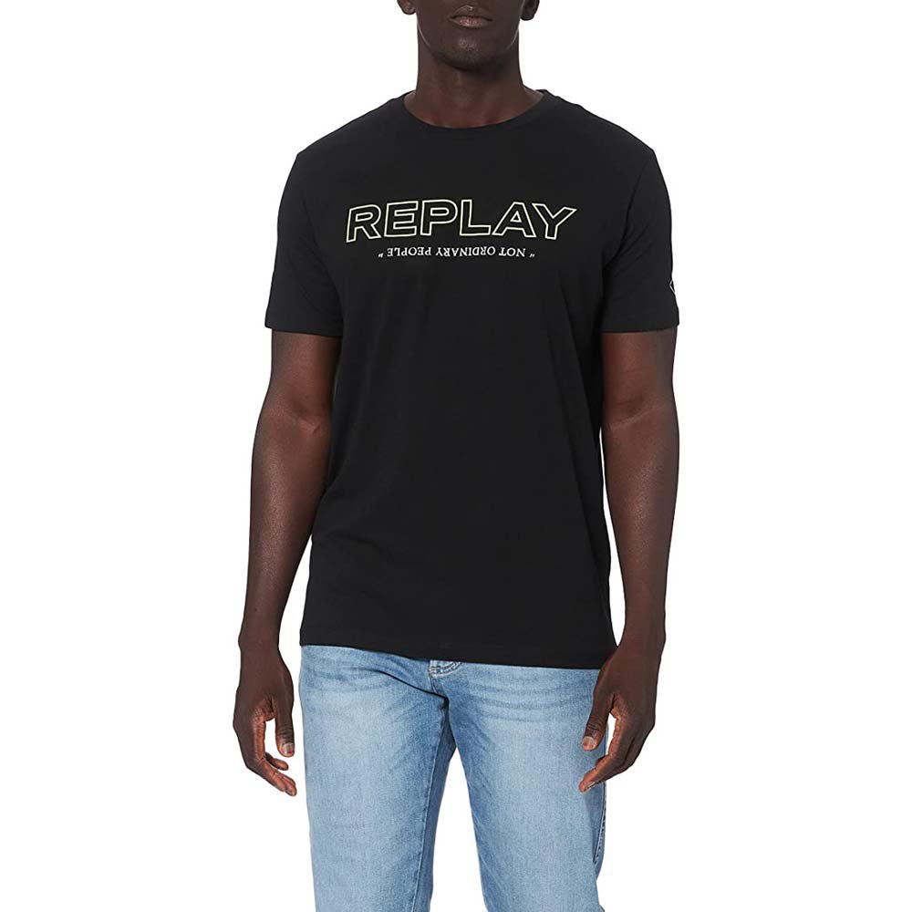 REPLAY Herren T-Shirt - 1/2-Arm, Rundhals, Logo-Print, Baumwolle, Jersey Sc günstig online kaufen