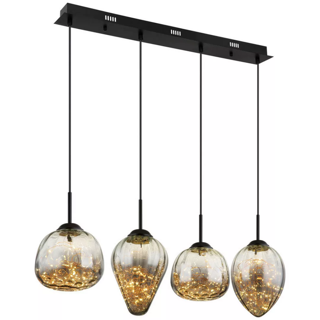 GLOBO LED-Pendelleuchte Firefly 15642-4 schwarz Metall Rauchglas B: ca. 91 günstig online kaufen