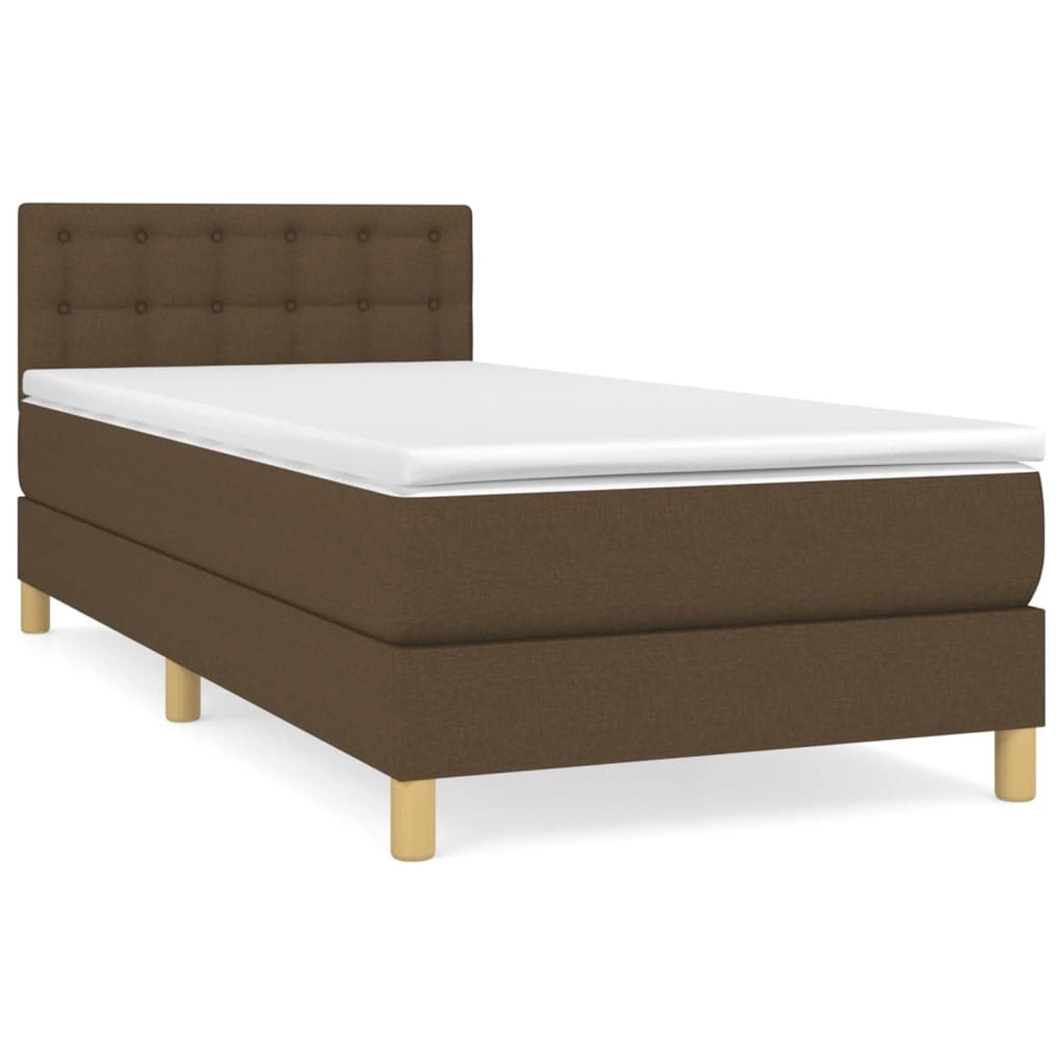 vidaXL Boxspringbett Boxspringbett mit Matratze Dunkelbraun 90x200 cm Stoff günstig online kaufen