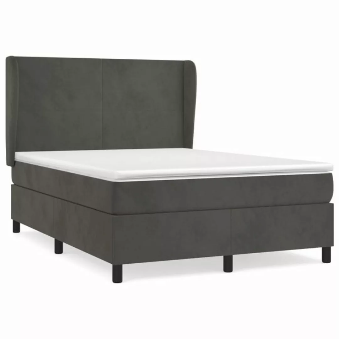 vidaXL Boxspringbett Boxspringbett mit Matratze Dunkelgrau 140x190 cm Samt günstig online kaufen