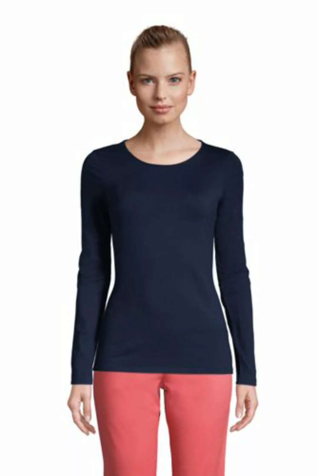 Shirt aus Baumwoll/Modalmix in Petite-Größe, Damen, Größe: M Petite, Blau, günstig online kaufen