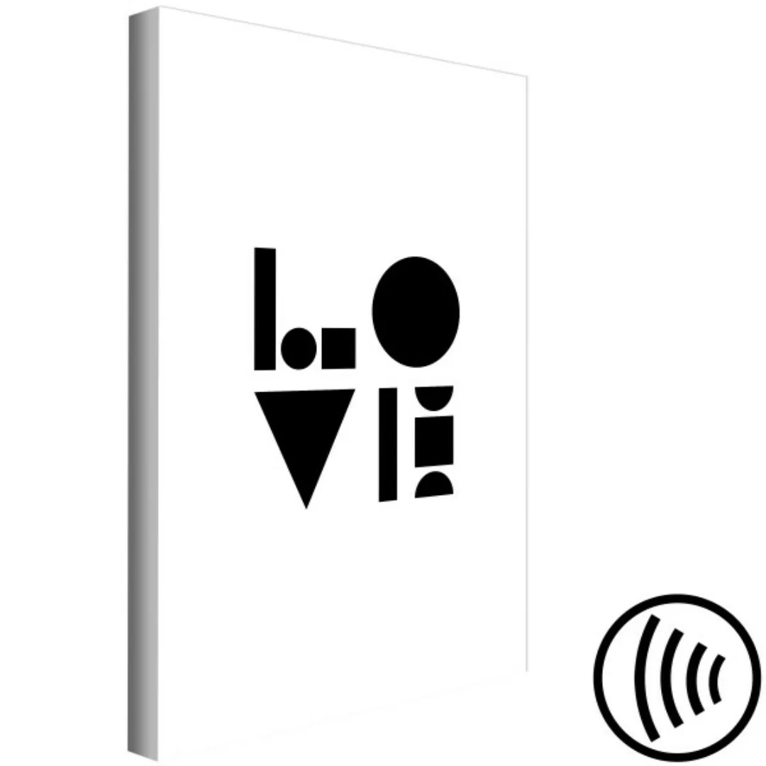 Bild auf Leinwand Geometrische Liebe - schwarzer Schriftzug Liebe auf weiße günstig online kaufen