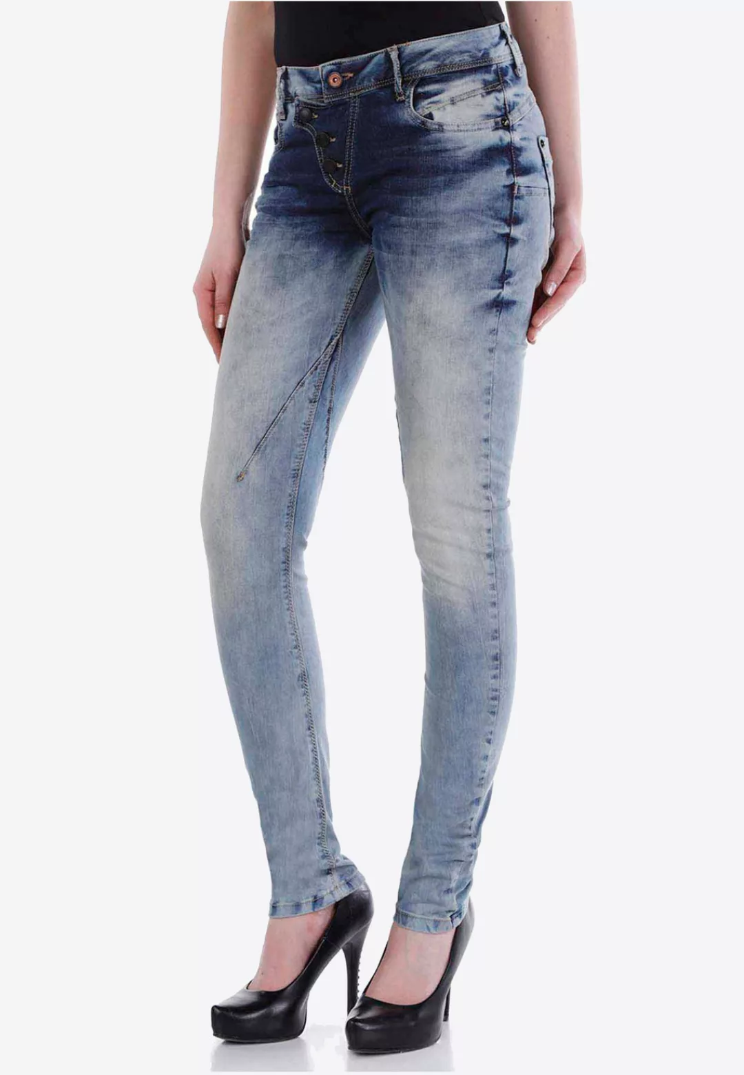 Cipo & Baxx Slim-fit-Jeans, mit asymmetrischem Verschluss günstig online kaufen