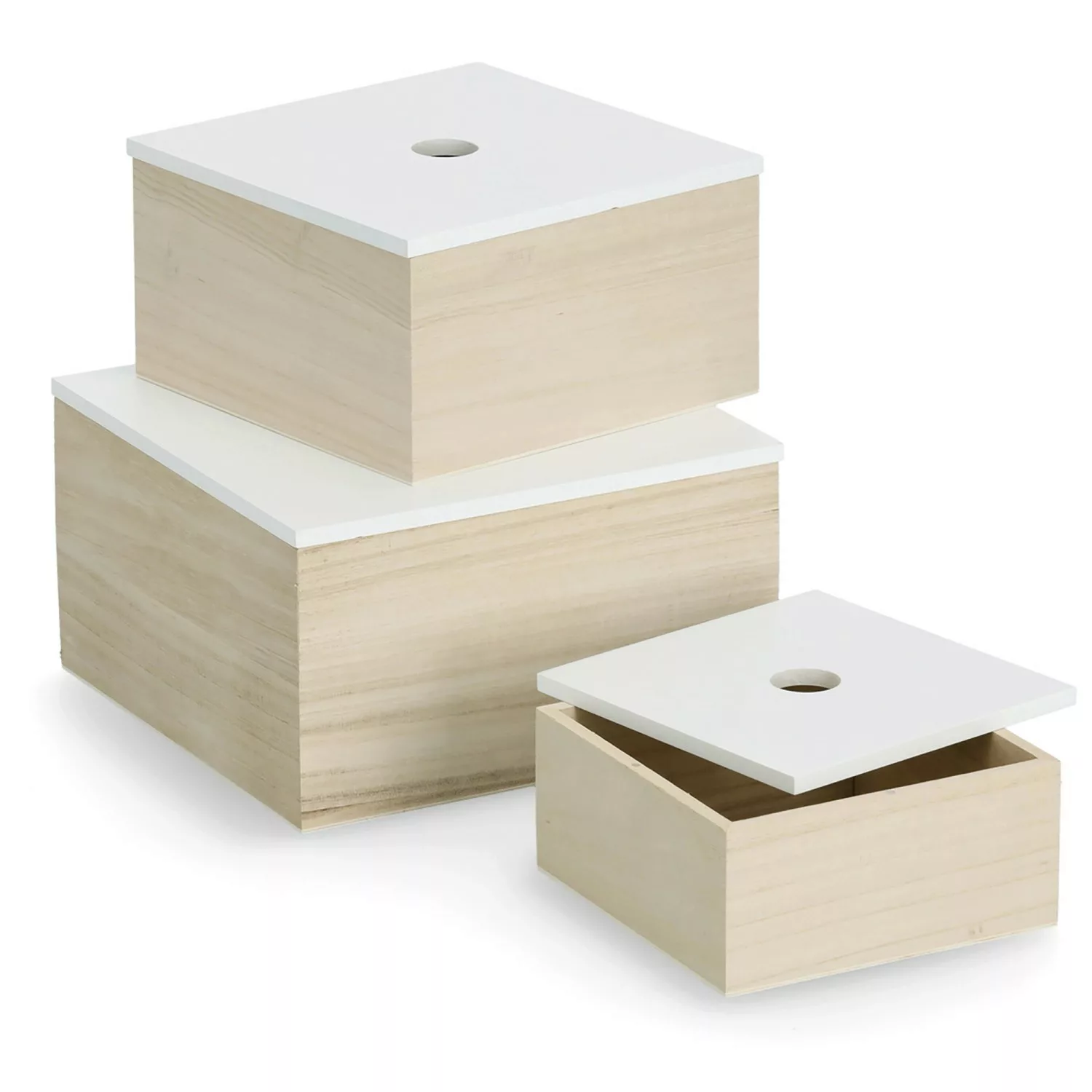 Zeller Present Aufbewahrungskorb Aufbewahrungsboxen-Set 3-tlg., Holz, günstig online kaufen