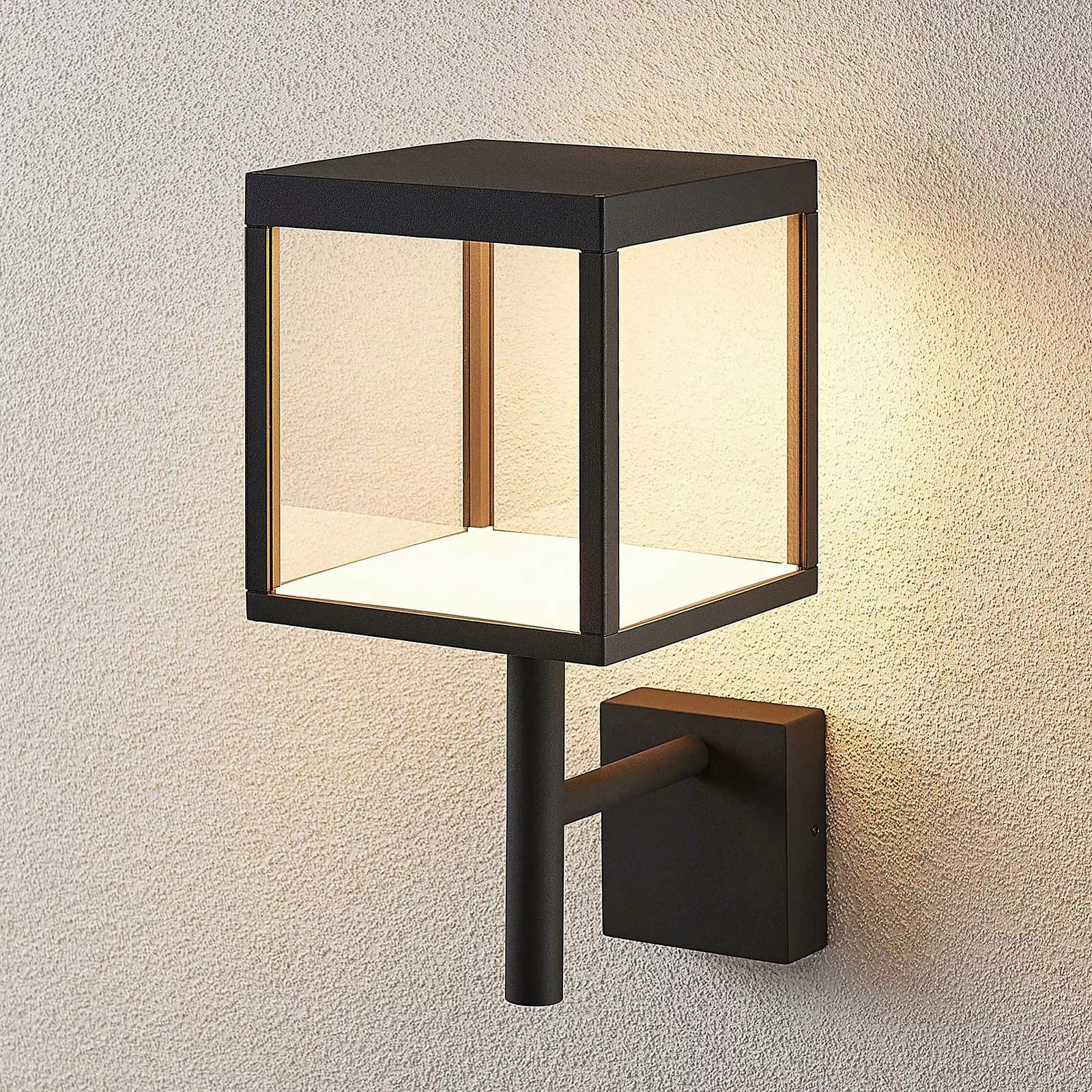 LED-Außenwandleuchte Cube mit Glasschirm, graphit günstig online kaufen