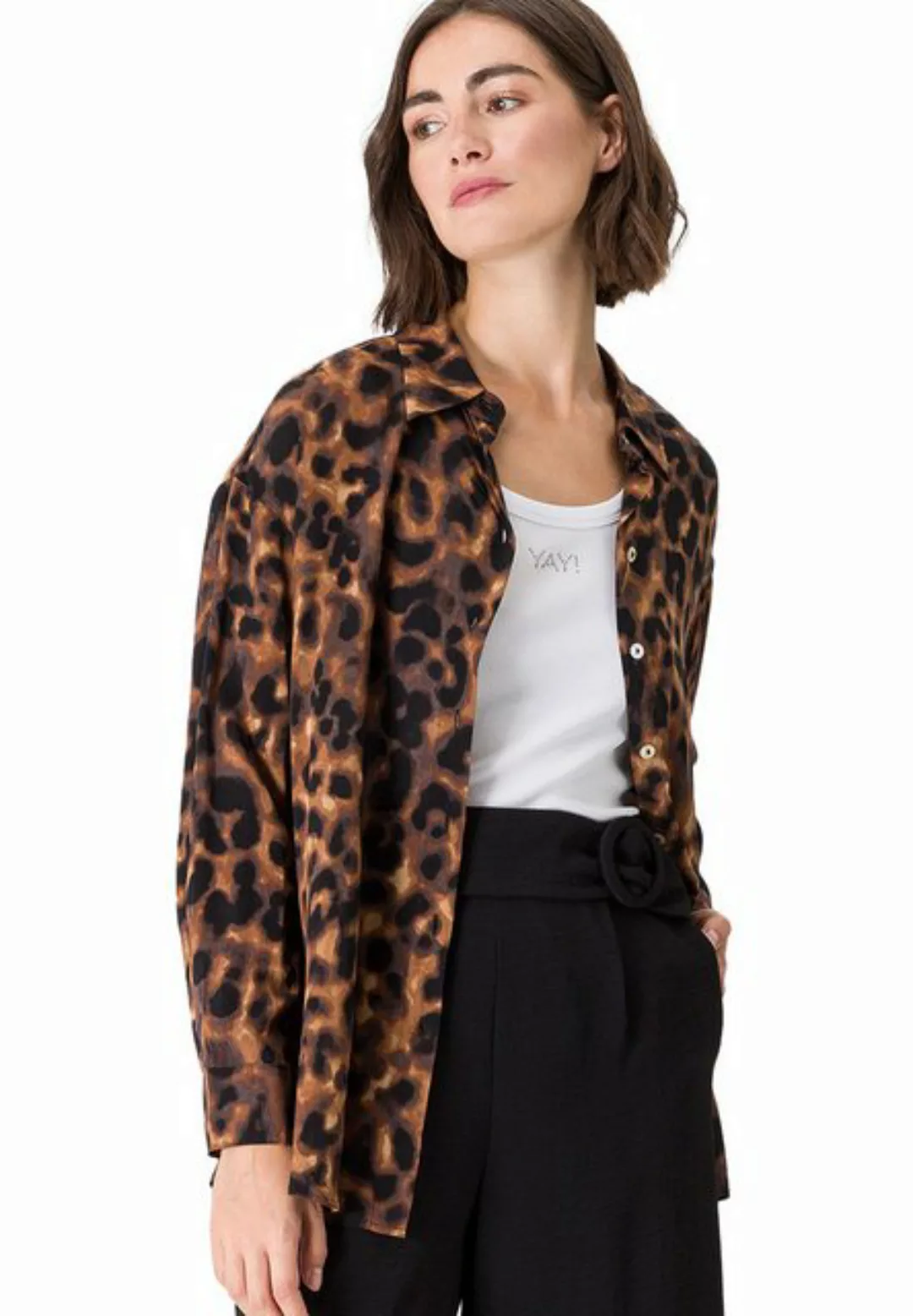 Zero Klassische Bluse "zero Bluse mit Leoprint" günstig online kaufen