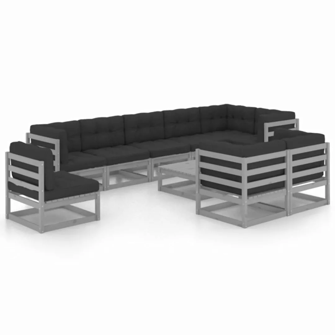 10-tlg. Garten-lounge-set Mit Kissen Kiefer Massivholz günstig online kaufen