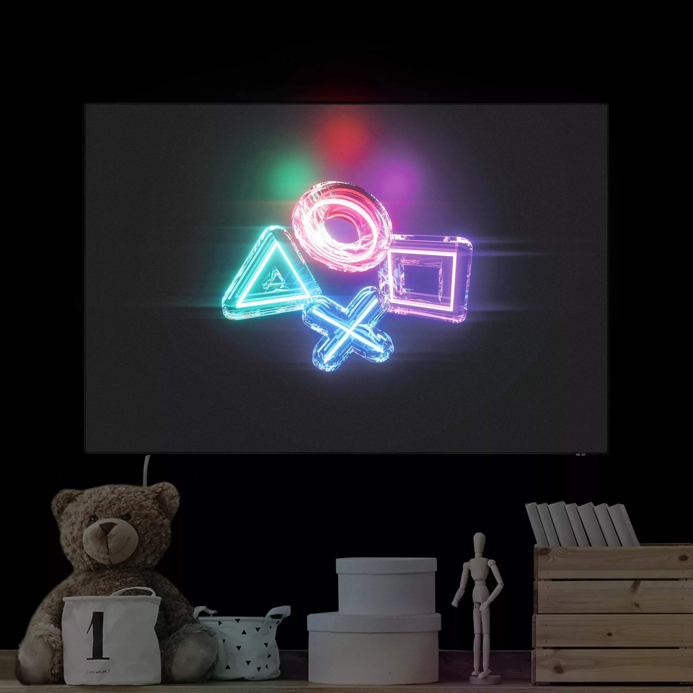 LED-Wechselbild Neon Kreis Quadrat Dreieck X günstig online kaufen