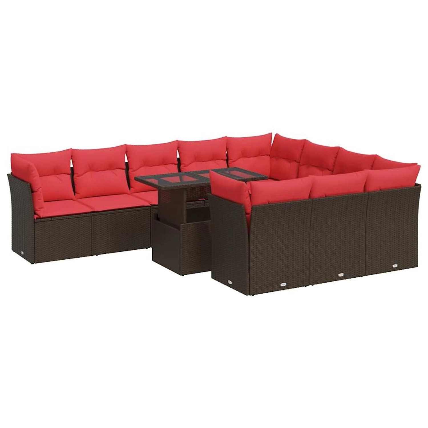 vidaXL 11-Tlg Garten-Sofagarnitur mit Kissen Braun Poly Rattan Akazie 33262 günstig online kaufen