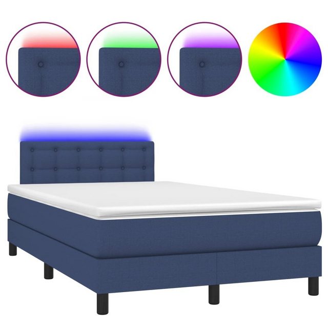 vidaXL Bettgestell Boxspringbett mit Matratze LED Blau 120x200 cm Stoff Bet günstig online kaufen